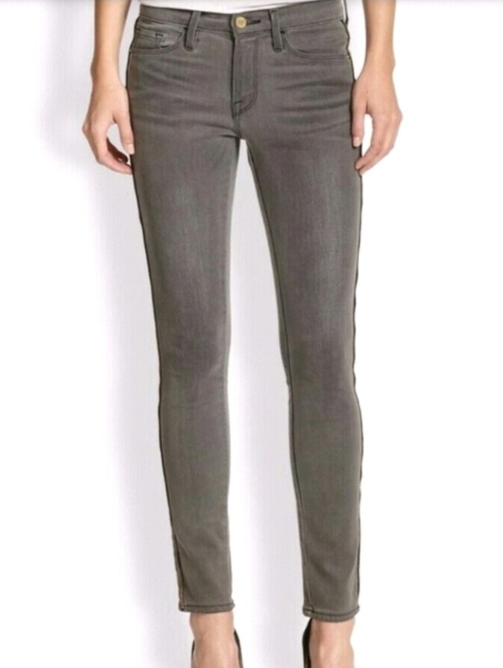 ❤ FRAME DENIM LE SKINNY DE JEANNE JEANS, THATCHER ZIPPER SIDE STRIPE, 8 (29)